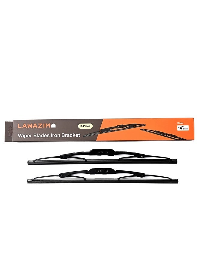 LAWAZIM Rubber Wiper Blades with Iron Bracket - 2-Piece, 14inch - Boneless Frameless Windshield Wiper Replacement, Quiet Streak-Free All Weather Automotive Wiper Blade - Ideal for Front & Rear Use - Image 1